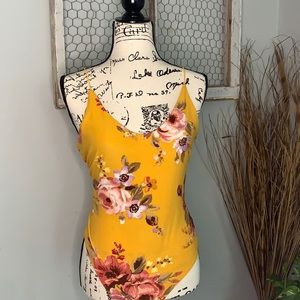 NWT- Mustard & Floral Body Suit
